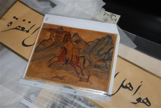 A group of assorted Middle Eastern artworks and prints, all unframed